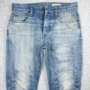 G Star Raw Jeans Men 31x28 3301 Tapered Restored Denim Patched Mended Repaired